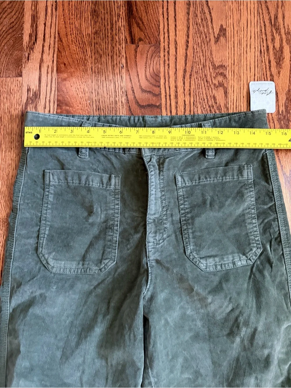 FREE PEOPLE High Time Velvet Kick Flare Pants Chive Green Size 12 NWT